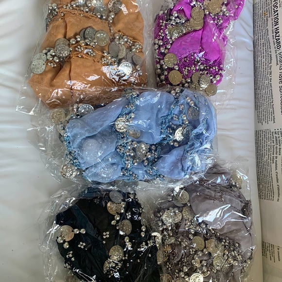 Purple black beige black blue Silver belt for belly dance with silver coins - Picture 3 of 3